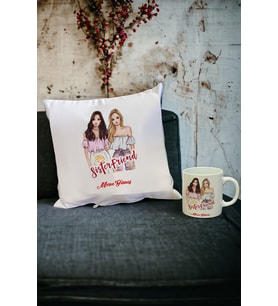 Sister Friend Kupa Bardak ve Yastık Set 001 (Beyaz)