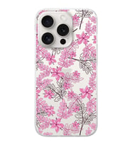 PrintiFy Apple iPhone 15 Pro Uyumlu Floral Pembe Tasarımlı Slim Fit Şeffaf Silikon Kılıf