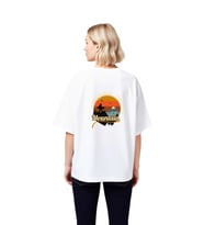 Kadın Oversize Tişört Dağ Manzarası Grafik Baskı Retro Vintage Stil Doğa Macerası Outdoor Günlük