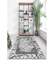Gri Çerçeveli Kaymaz Tabanlı Makinede Yıkanabilir Halı AR961 - 100 x 160 cm