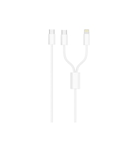 2in1 Şarj Kablosu Type-C Lightning Hızlı Şarj Data Kablosu 1m (Beyaz)