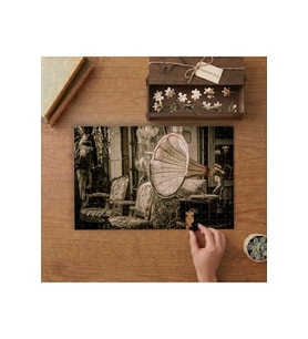 Nostaljik Ev - Gramofon Tasarımı 240 parça Ahşap Puzzle Ahşap Kutuda MP09956