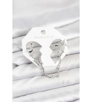 Pirinç Gümüş Renk Kelebek Model Zincir Bağlantılı Ear Cuff Küpe Seti - TJ-BKP11535 TG-V 12496