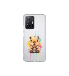 Xiaomi Mi 11T ile Uyumlu Splash Kapibara Tasarımlı Şeffaf Silikon Kılıf