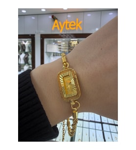 24 Ayar Gram Altınlı Halat Bileklik
