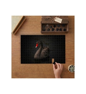 Siyah Kuğu Tasarımı 240 parça Ahşap Puzzle Ahşap Kutuda MP07063