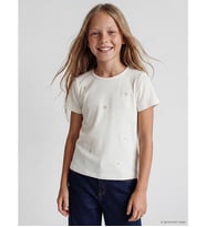 LCW Kids Ekru Pul İşlemeli Kız Çocuk Tişört