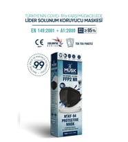 Musk KF94 Kore Tipi FFP2 Maske Siyah Renk 10 Adet