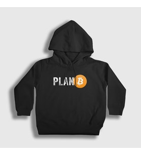 Presmono Unisex Çocuk Siyah Plan B Bitcoin Kapüşonlu Sweatshirt 264240tt