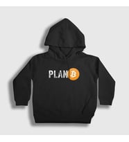 Presmono Unisex Çocuk Siyah Plan B Bitcoin Kapüşonlu Sweatshirt 264240tt