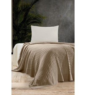 Petra  Triko Yatak Örtüsü Tek Kişilik 180 X 230 (Açık Kahverengi)