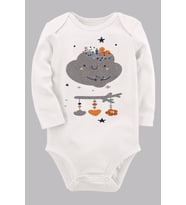 Organik Baskılı Pamuklu Unisex Bebek Body UZUNKOLE5