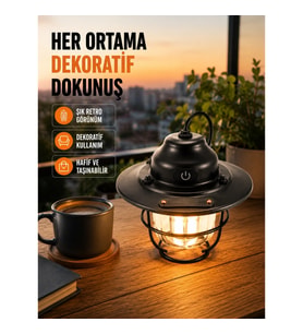 Mey İthalat® Hafif ve Taşınabilir Retro Tasarım Kamp Lambası