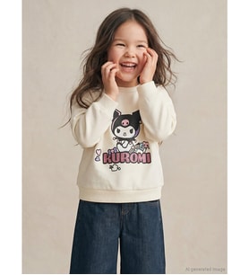 LCW Kids Ekru Kuromi Baskılı Kız Çocuk Kalın Sweatshirt