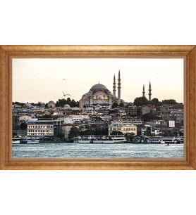 Çerçeveli Paspartulu Manzara Tablo ah1178 (Gold)