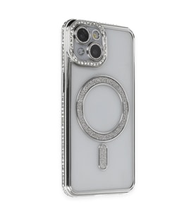 Iphone 13 Kılıf Joke Simli Magneticsafe Kılıf - Gümüş