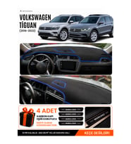 VOLKSWAGEN TİGUAN (2016-2023) Uyumlu Torpido Örtüsü Torpido Kılıfı - Siyah Mavi