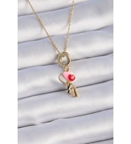 316L Çelik Gold Renk Renkli Kalp Figür Charm Model Kadın Kolye 5886 - HPSBYI3639-1138