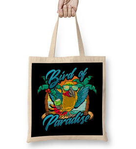 Bird Of Paradise Parrot Relaxing Beach Vacation Bez Çanta Uzun Saplı