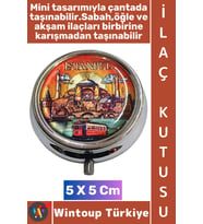 #Hediye Dekoratif Hediye İstanbul Temalı 3 Bölmeli Vitamin Hap Tablet İlaç Saklama Kutusu 5 X 5 Cm
