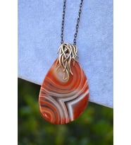 STONEAGE JEWELLERY Dantelli Akik Doğal Taş Kolye (Altın / Dore)