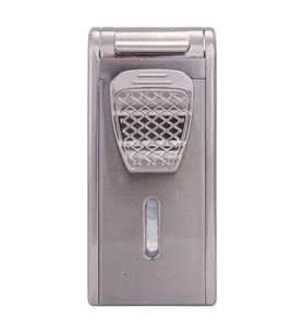 Çift Torch Pürmüz Parlak Gümüş Metal Puro Çakmağı - TR7923