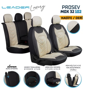 Chery Tiggo 8 Pro Max Intelligent Uyumlu Lüx Deri Kadife Detaylı Oto Koltuk Kılıfı Ön Arka Takım Prosev BEJ SİYAH