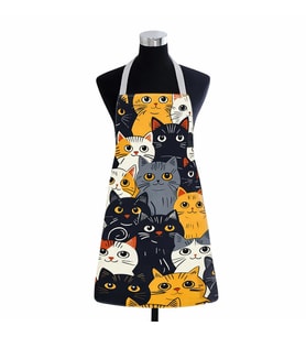 Valkyrie Kedi Desenli Mutfak Önlüğü Cepli Ayarlanabilir Askılı Unisex Mutfak Pişirme Servis Temizlik Önlüğü