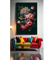 SANATSAL RENKLİ ÇİÇEKLER Ev Duvar Salon Güzellik Salonu Ofis Dükkan Dekarasyon Kanvas Tablo (Çok Renkli)