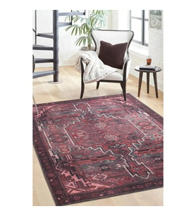 Dijital Kaymaz Yıkanabilir Kırmızı Bohem Salon Halısı Mutfak Halısı Koridor Halısı Yolluk Rectangle