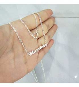 Çift Zincirli Kalp ve İsimli Kolye