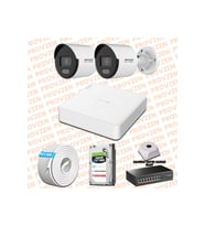 Provzen Hikvision 2 IP Kamera 7/24 Renkli Mikrofonlu Güvenlik Kamerası Olay Anında bildirim