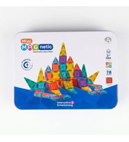 Magnet Yapı Mini Blok Seti 78 Parça Metal Kutulu - 3 Boyutlu Eğitici STEM Seti