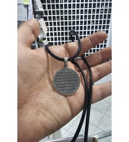 925 Ayar Gümüş Deri kordonlu Ayetel Kürsi Kolye