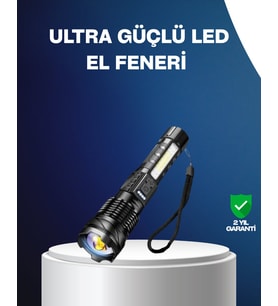 Northcity Güçlü LED El Feneri - Outdoor ve Acil Durum İçin Şarj Edilebilir Çözüm