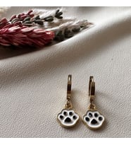 Designbyonlyone Altın Kaplama Siyah Pati Çocuk Küpe