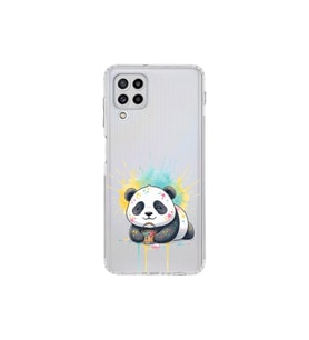 Samsung Galaxy M22 ile Uyumlu Splash Panda Tasarımlı Şeffaf Silikon Kılıf
