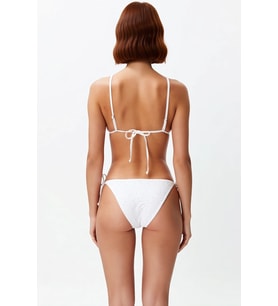 Kadın Dokulu Örme Üçgen Bikini Takımı Kolsuz Normal Bel Bağlamalı Balensiz Regular Kesim Şık