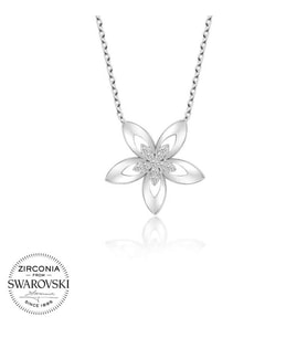 Swarovski Taşlı Gümüş Çiçek Bayan Kolye