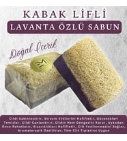 Doğal Kabak Lifli Lavanta Özlü Sabun Cilt Yenilenmesini Destekler Cildi Sakinleştirir Stresi Azaltır