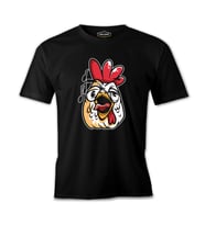 Funny Crowing Rooster Face Siyah Erkek Tshirt