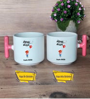 Ütopyalar Güzeldir Kupa Bardak T Pembe Kulplu Arkadaşa Sevgiliye Kardeşe Doğum Günü Hediyesi