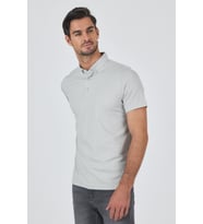 Gri Kısa Kol Düz Suprem Polo Yaka Cepsiz Pamuklu Casual Slim Fit Tişört 1011250160_601