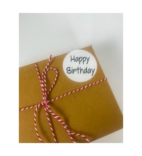 Happy Birthday Siyah Yazılı 5 Cm Yuvarlak Yapışkanlı Sticker 100 Adet