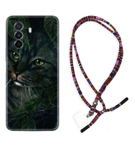 Huawei Nova Y70 Y90 Nova 9 SE  Kılıf Boyun Asklı Rasta Silikon Flowers Cat 1345