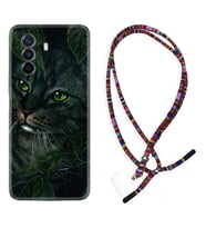 Huawei Nova Y70 Y90 Nova 9 SE  Kılıf Boyun Asklı Rasta Silikon Flowers Cat 1345