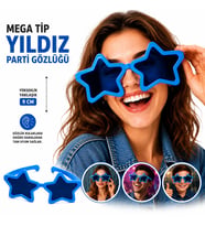 Mega Tip Yıldız Parti Gözlüğü Mavi Renk