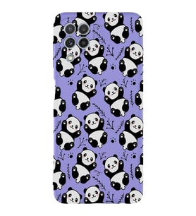 Samsung Galaxy M22 Uyumlu Lansman Kılıf Panda Tasarımlı İçi Kadife Kapak-Lila (Şeffaf)