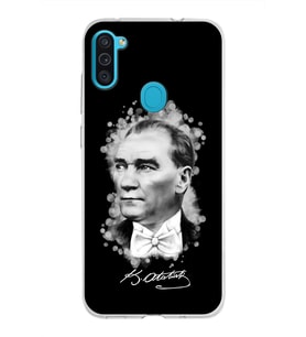 Samsung Galaxy M11 Kapak Atatürk Tasarımlı Şeffaf Silikon Kılıf