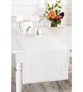 Naturel Kalın Buldan Keteni Dantel Kenarlı 50x130 cm Runner (Natural)